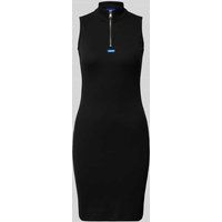 Hugo Blue Knielange jurk met opstaande kraag, model ‘Nastalia’ Zwart