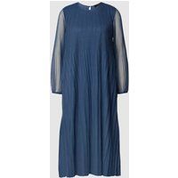 Oui Midi-jurk met plissévouwen Rookblauw