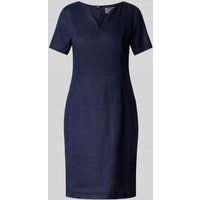 WHITE LABEL Knielange jurk met V-hals Marineblauw