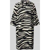 s.Oliver RED LABEL Knielange linnen jurk met dierenprint Zwart