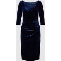 luxuar Knielange cocktailjurk in wikkellook Marineblauw
