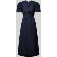 YAS Midi-jurk met V-hals, model ‘STRAY’ Marineblauw