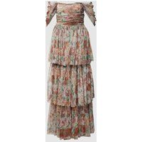 Lace & Beads Avondjurk met bloemenmotief Rosé