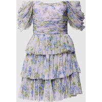 Lace & Beads Knielange cocktailjurk met bloemenprint Lila