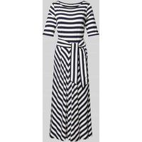 Betty Barclay Midi-jurk met streepmotief en strikceintuur Marineblauw