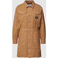 Calvin Klein Jeans Jeansjurk met platte kraag, model ‘CANVAS’ Cognac