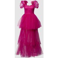 Lace & Beads Avondjurk in off shoulder-design Fuchsia