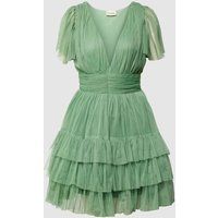 Lace & Beads Knielange cocktailjurk met volants Rietgroen
