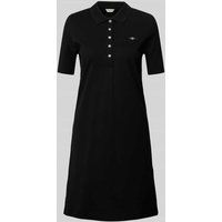 Gant Knielange polojurk met labelstitching Zwart