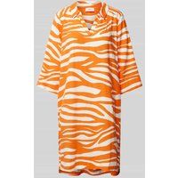 s.Oliver RED LABEL Knielange linnen jurk met dierenprint Oranje
