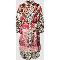 miss goodlife Knielange overhemdjurk van viscose, model ‘Zebra Tiger’ Felroze