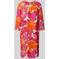 comma Knielange jurk met all-over print Rood