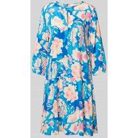 comma Casual Identity Knielange jurk van viscose met 3/4-mouwen Blauw