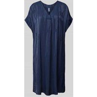 MARIE JO Knielange jurk met V-hals, model ‘SARANJI’ Marineblauw