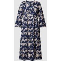 LANIUS Midi-jurk met V-hals Donkerblauw