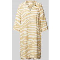 s.Oliver RED LABEL Knielange linnen jurk met dierenprint Beige