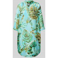 Emily Van den Bergh Knielange tuniekjurk van viscose met bloemenmotief Oceaanblauw