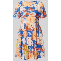 Rich & Royal Knielange jurk met bloemenmotief Koningsblauw