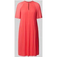 comma Knielange jurk van viscose met druppelvormige hals Rood
