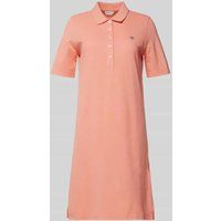 Gant Knielange polojurk met labelstitching Zalm