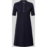 Gant Knielange polojurk met labelstitching Marineblauw