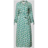 MORE & MORE Overhemdjurk van viscose met strikceintuur Flessengroen
