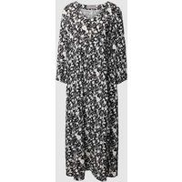 WHITE LABEL Midi-jurk van viscose met all-over bloemenmotief Zwart