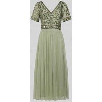 Lace & Beads Cocktailjurk met pailletten en siersteentjes Mintgroen