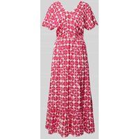 Ichi Jurk van viscose met all-over motief, model ‘Nasreen’ Fuchsia