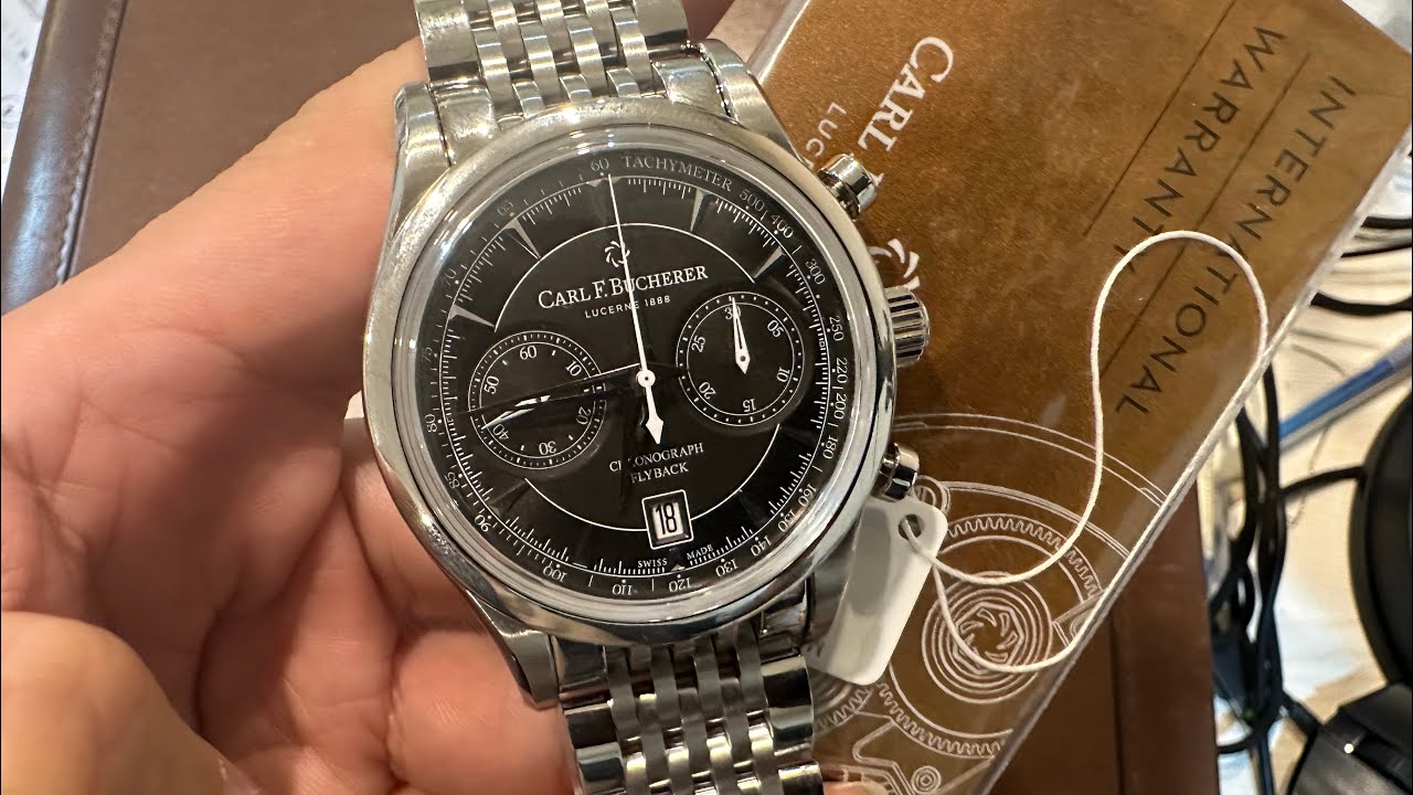 Carl F. Bucherer Flyback Chronograph Calendar Mewah Dial Abu-abu Hitam 43mm