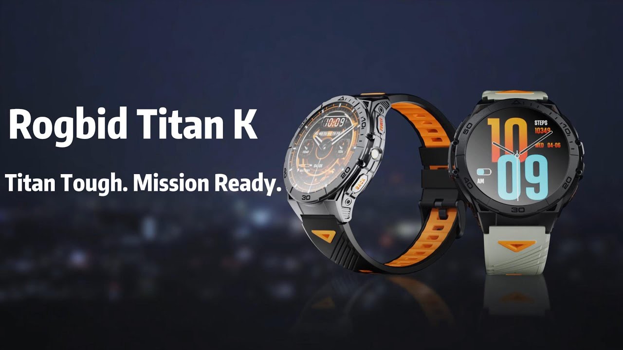 Rogbid Titan K Smartwatch Tangguh $49 dengan 5ATM, MIL-STD-810, Baterai 600mAh, dan 100+ Mode Olahraga