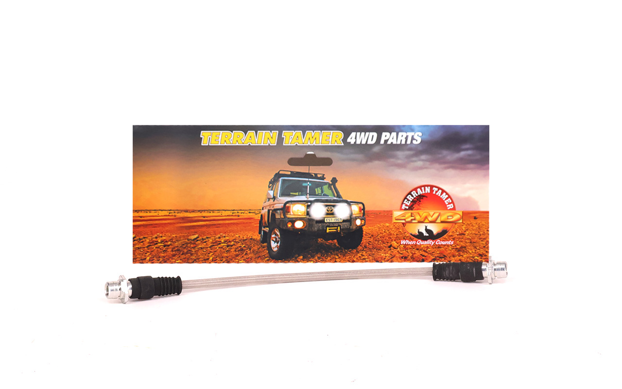 BRAIDED BRAKE HOSE REAR CENTRE R/H PLUS 50MM BRAIDED BRAKE HOSE REAR CENTRE R/H PLUS 50MM
