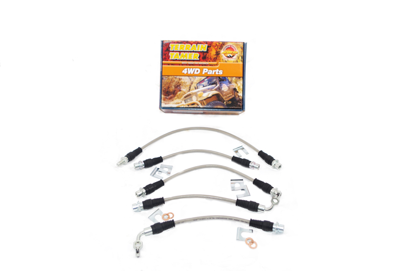 BRAIDED BRAKE HOSE KIT DRUM BKE RR TO 2″RAISED SUSP SUIT ABS BRAIDED BRAKE HOSE KIT DRUM BKE RR TO 2″RAISED SUSP SUIT ABS