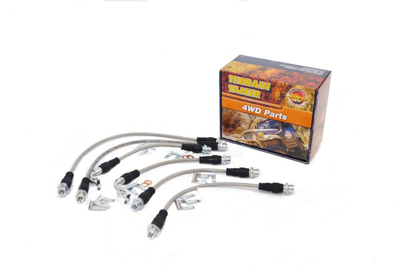 BRAIDED BRAKE HOSE KIT DRUM BKE RR TO 2″RAISED SUSP SUIT ABS