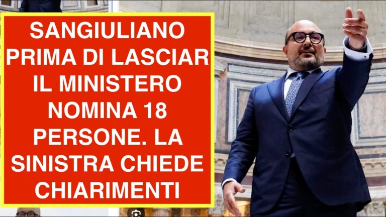 SANGIULIANO PRIMA DI LASCIARE IL MINISTERO NOMINA 18 PERSONE. LA SINISTRA CHIEDE CHIARIMENTI SANGIULIANO PRIMA DI LASCIARE IL MINISTERO NOMINA 18 PERSONE. LA SINISTRA CHIEDE CHIARIMENTI