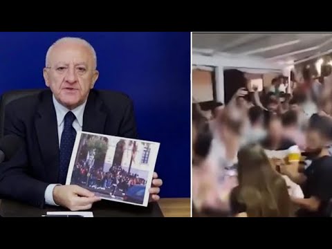 Covid, De Luca mostra il video di una festa: «Trenta di questi ragazzi sono risultati positivi…. Covid, De Luca mostra il video di una festa: «Trenta di questi ragazzi sono risultati positivi….