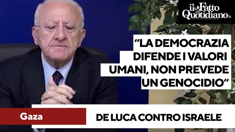 De Luca: “Israele è democrazia? No, democrazia difende i valori umani e non contempla il genocidio” De Luca: “Israele è democrazia? No, democrazia difende i valori umani e non contempla il genocidio”