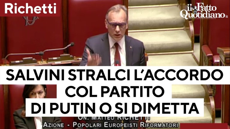Richetti: “Salvini stralci l’accordo che ha fatto col partito di Putin o si dimetta” Richetti: “Salvini stralci l’accordo che ha fatto col partito di Putin o si dimetta”