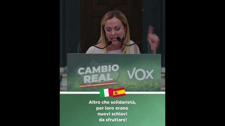 Una grande Giorgia Meloni interviene a Marbella, in Spagna, insieme ad Abascal e agli amici di Vox Una grande Giorgia Meloni interviene a Marbella, in Spagna, insieme ad Abascal e agli amici di Vox