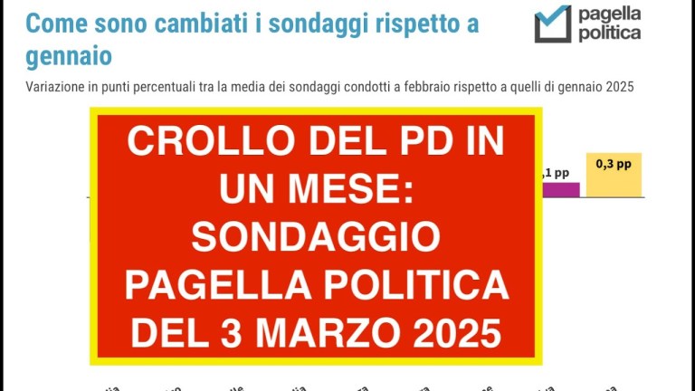 CROLLO DEL PD IN UN MESE: SONDAGGIO PAGELLA POLITICA DEL 3 MARZO 2025 CROLLO DEL PD IN UN MESE: SONDAGGIO PAGELLA POLITICA DEL 3 MARZO 2025