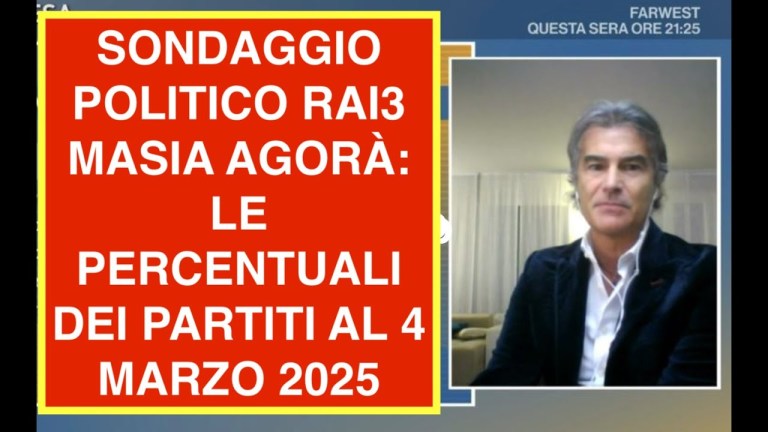 SONDAGGIO POLITICO RAI3 MASIA AGORÀ: LE PERCENTUALI DEI PARTITI AL 4 MARZO 2025 SONDAGGIO POLITICO RAI3 MASIA AGORÀ: LE PERCENTUALI DEI PARTITI AL 4 MARZO 2025