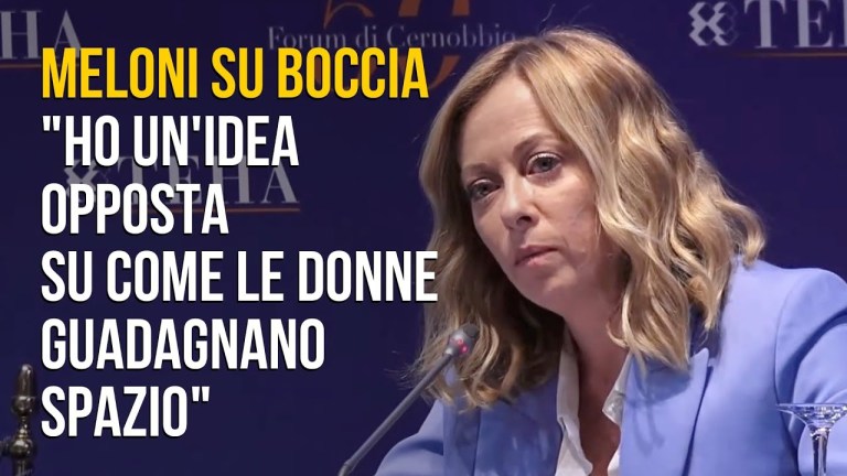 Meloni a Cernobbio, sul caso Boccia – Sangiuliano: “Idea opposta su come le donne guadagnano spazio” Meloni a Cernobbio, sul caso Boccia – Sangiuliano: “Idea opposta su come le donne guadagnano spazio”