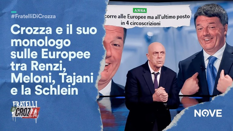 Crozza e il suo monologo sulle Europee tra Renzi, Meloni, Tajani e la Schlein Crozza e il suo monologo sulle Europee tra Renzi, Meloni, Tajani e la Schlein