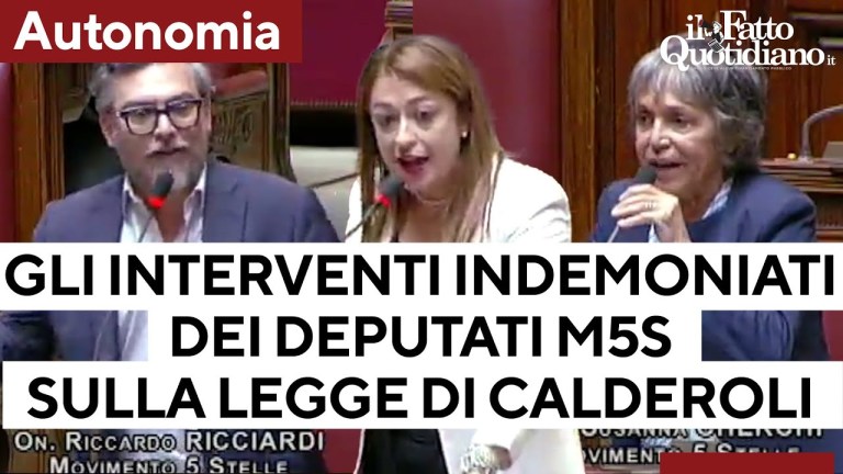 Interventi indemoniati dei deputati M5S contro l’autonomia di Calderoli: “Di cosa vi vergognate?” Interventi indemoniati dei deputati M5S contro l’autonomia di Calderoli: “Di cosa vi vergognate?”