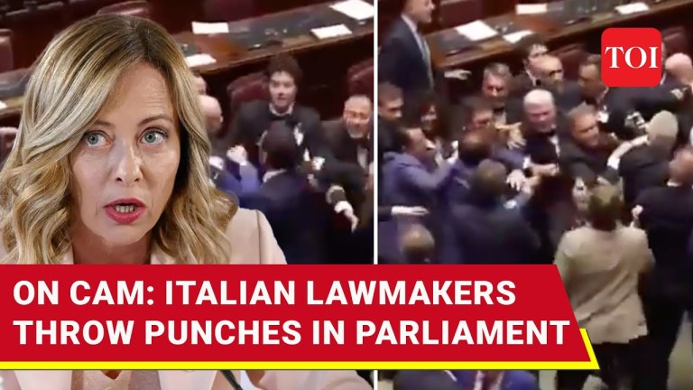Massive Fight Breaks Out In Italian Parliament While Giorgia Meloni Hosts G7 Leaders | Watch Massive Fight Breaks Out In Italian Parliament While Giorgia Meloni Hosts G7 Leaders | Watch