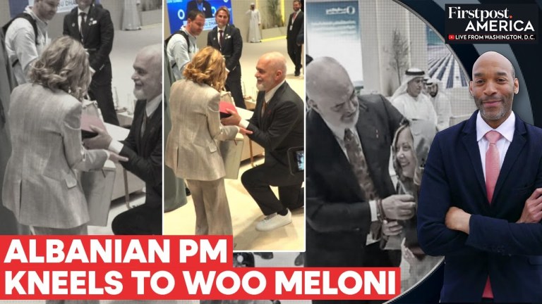 Albanian PM Kneels to Serenade Italy’s Meloni and Seal BN Energy Deal | Firstpost America | N18G Albanian PM Kneels to Serenade Italy’s Meloni and Seal BN Energy Deal | Firstpost America | N18G