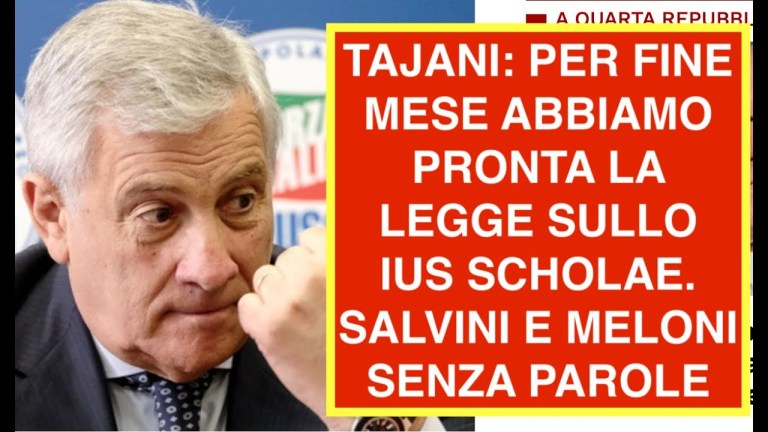 TAJANI: PER FINE MESE ABBIAMO PRONTA LA LEGGE SULLO IUS SCHOLAE. SALVINI E MELONI SENZA PAROLE TAJANI: PER FINE MESE ABBIAMO PRONTA LA LEGGE SULLO IUS SCHOLAE. SALVINI E MELONI SENZA PAROLE