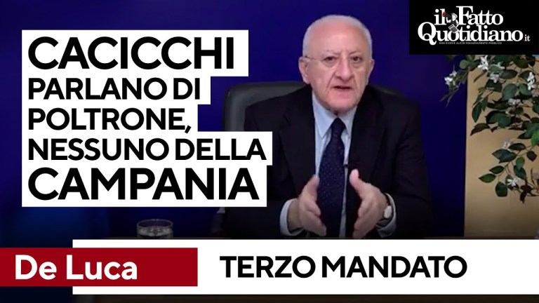 De Luca e il terzo mandato: “Cacicchi parlano di poltrone, nessuno dice come sta la Campania” De Luca e il terzo mandato: “Cacicchi parlano di poltrone, nessuno dice come sta la Campania”