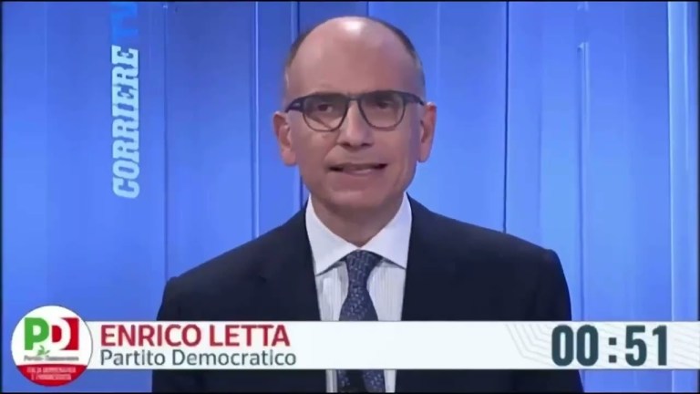 Enrico Letta confronto con Giorgia Meloni Enrico Letta confronto con Giorgia Meloni
