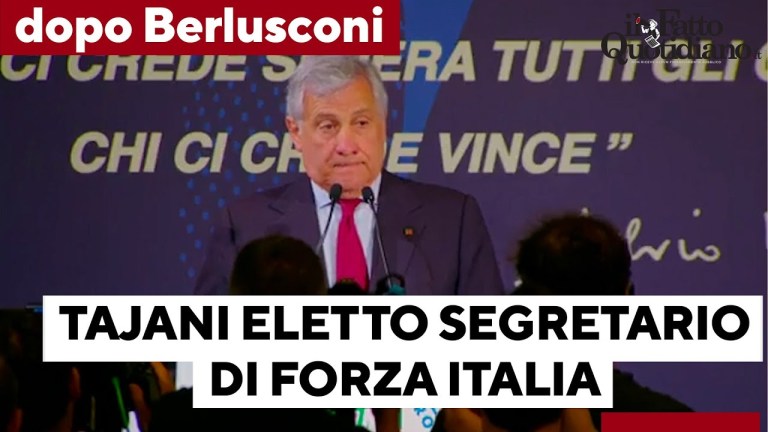 Tajani eletto segretario di Forza Italia legge la lettera inviata dalla famiglia Berlusconi Tajani eletto segretario di Forza Italia legge la lettera inviata dalla famiglia Berlusconi